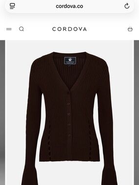Cordova Women's Dark Brown Ribbed V-Neck Button Cardigan